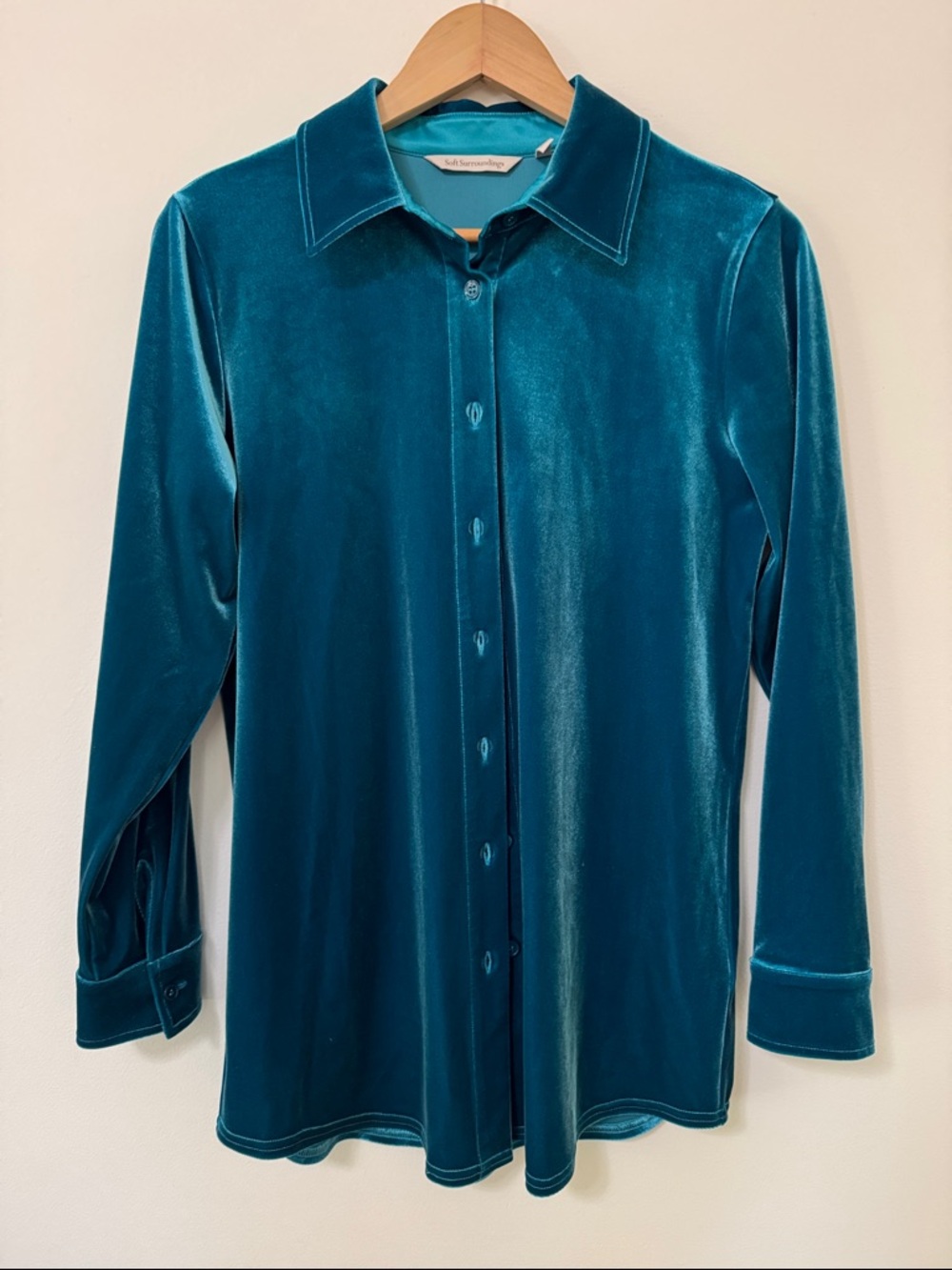 Soft Surroundings Teal Satin Blouse